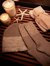 Load image into Gallery viewer, CozyChic Heather Stripe Beanie and Sock Set
