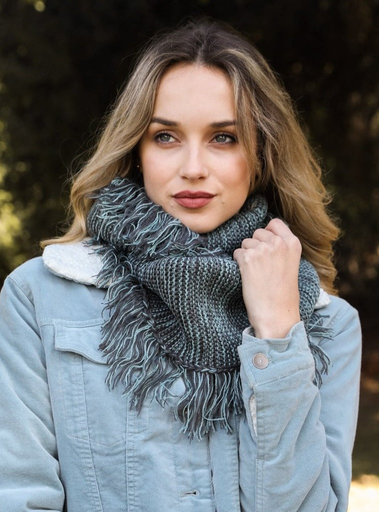 The Marled Knit Frayed Infinity Scarf